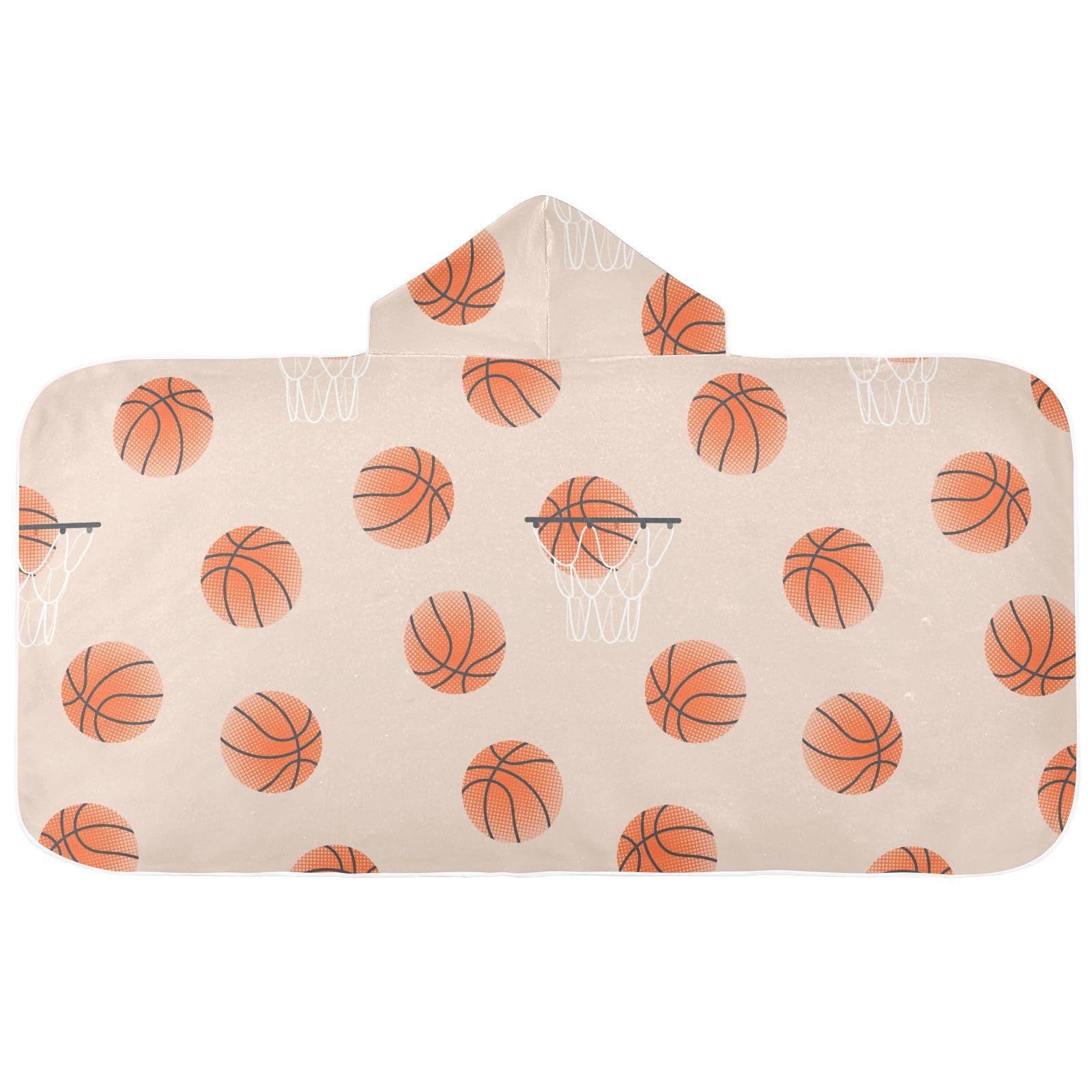 susiyo Kids Hooded Bath Towel Basketball Balls Beach Towel for Kids 23.5 x 50 Inch Microfiber Soft Absorbent Quick Dry Bath Swim Pool Towel Wrap Poncho Bathrobe with Hood for Kids Toddler