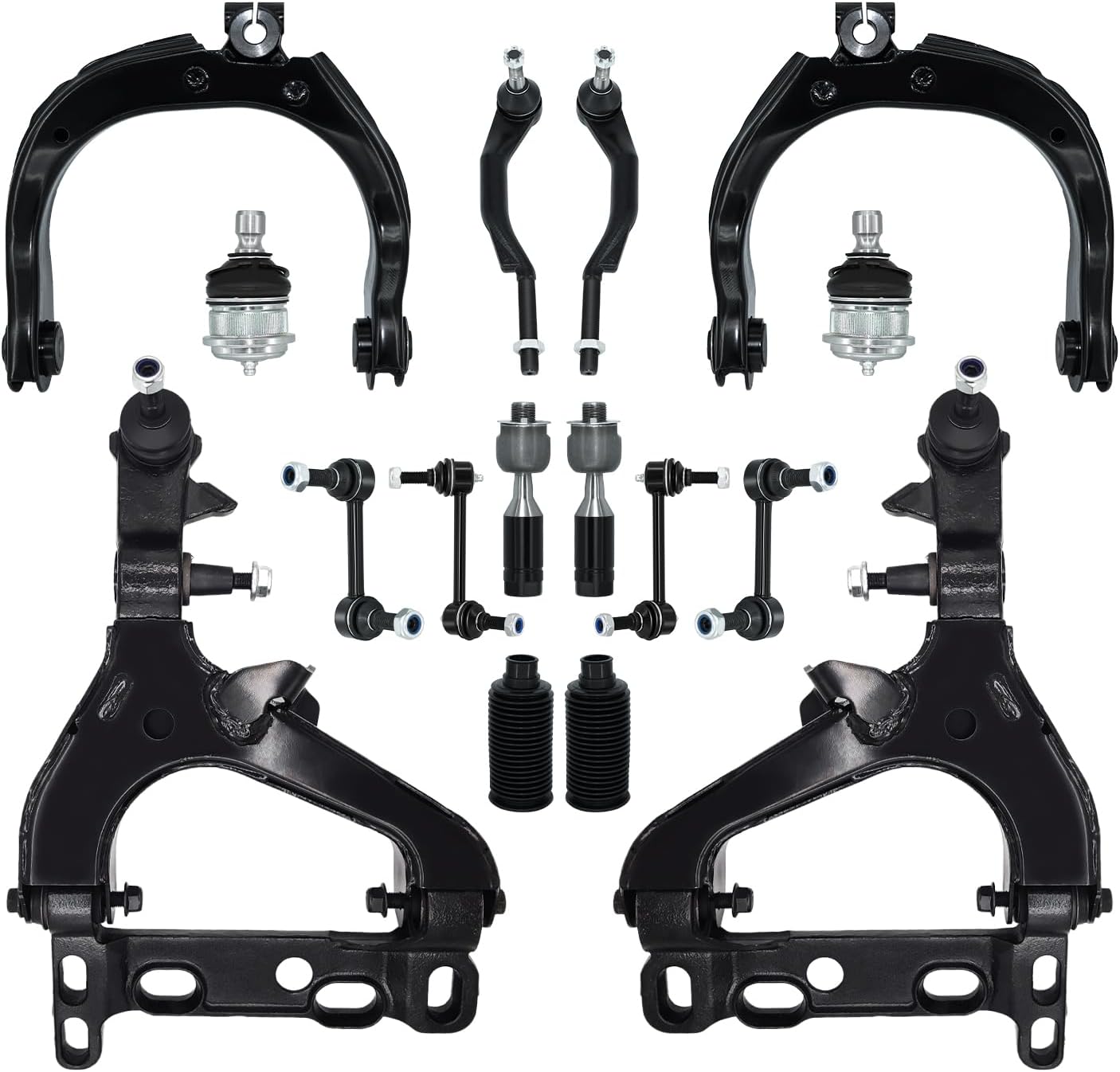 Control Arm, Replacement For Front Upper Lower Control Arm With Ball Joint Sway Bar Tie Rod Boot Compatible With 2004-2007 Chevrolet Trailblazer, 2004-2007 Gmc Envoy - 16 Pcs