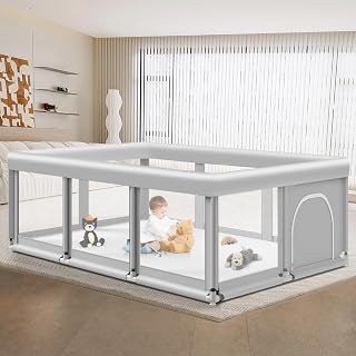 Jaobeem Large 74x50 Baby Playpen for Toddlers - Safe Indoor Outdoor Play Yard with Breathable Mesh & Anti-Slip Base