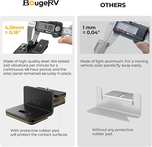 Miniatura 6 de Kit de montaje en cangrejo para panel solar BougeRV para autos con barras transversales, abrazaderas de techo para portaequipajes se ajusta a la