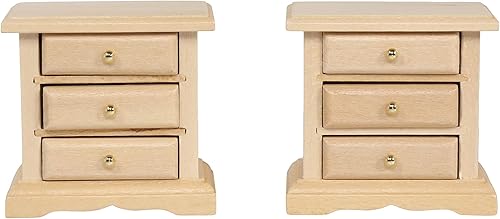 Miniatura 2 de Mesitas de noche de madera para casa de muñecas  Juego de 2  Mesas de noche  Muebles de casa de muñecas  escala 112 (ligero)