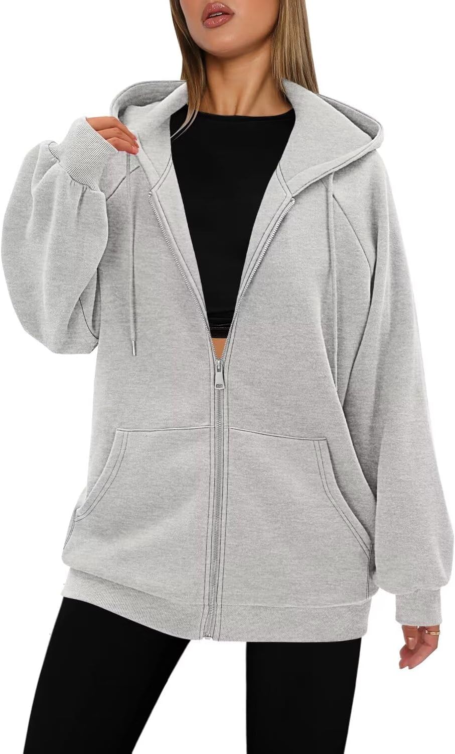 StunShow Women's Zip Up Hoodies Oversized Fleece Long Sleeve Sweatshirts Casual Fall Jacket Coat with Pocket(S-3XL) - Image 3