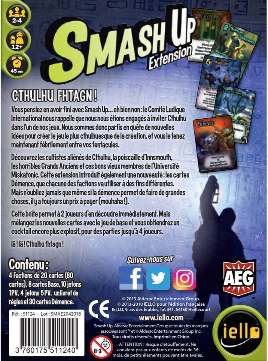 Lot Smash Up en Français : Fait Son Cinéma + Cthulhu + Monstres Sacrés + 1 Décapsuleur Blumie - Jeu de Cartes - 2 à 4 Joueurs - À Partir de 14 Ans