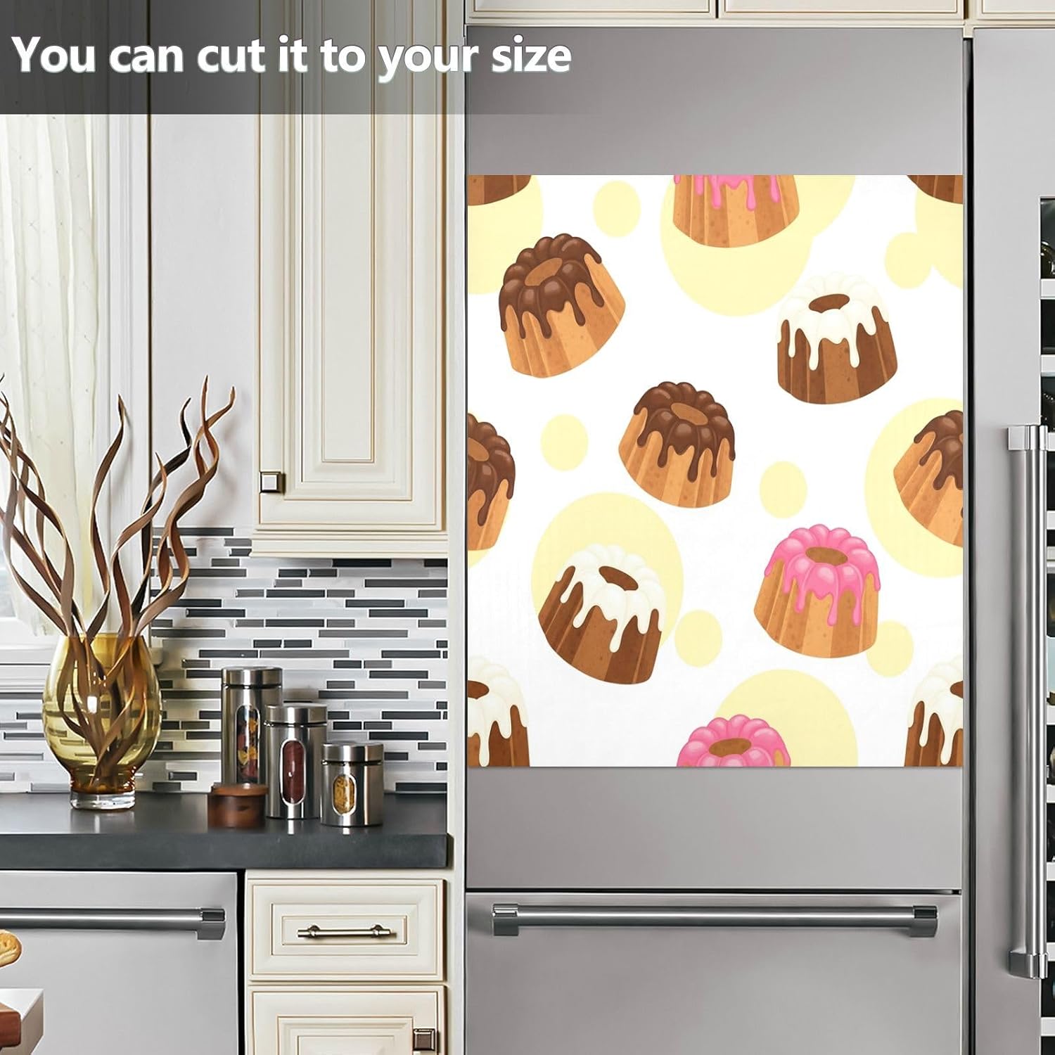 QUGRL Cute Cakes Pattern Dishwasher Magnet Cover Front Door Decorative Refrigerator Covers Magnetic Sheet Sticker Wash Machine Fridge Panel Decal for Kitchen Appliance 23x26 in