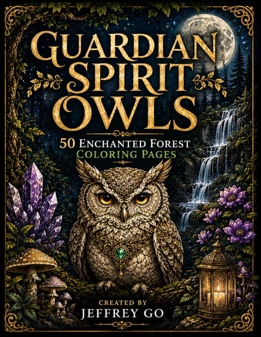 Guardian Spirit Owls: 50 Enchanted Forest Coloring Pages
