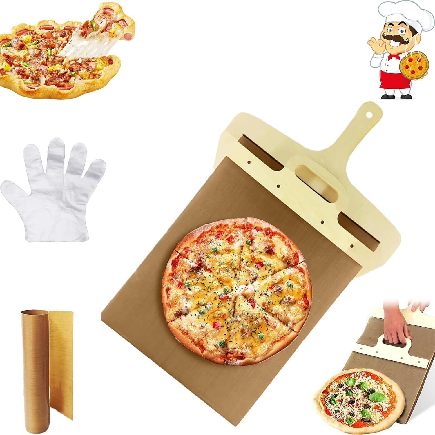 VICASKY Pizzaschieber Tuch Hitzebeständig - Antihaft Für Perfektes Pizza-Gleiten