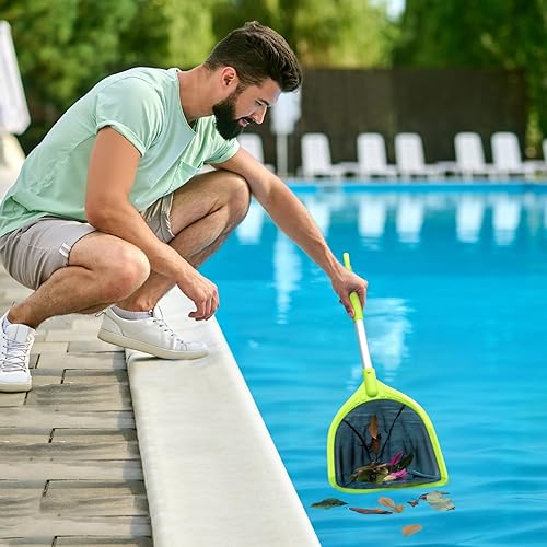 Miniatura 8 de Red de piscina de longitud total de 26.8 pulgadas, red de desnatador de piscina con poste de aluminio para limpieza rápida de estanques, bañera