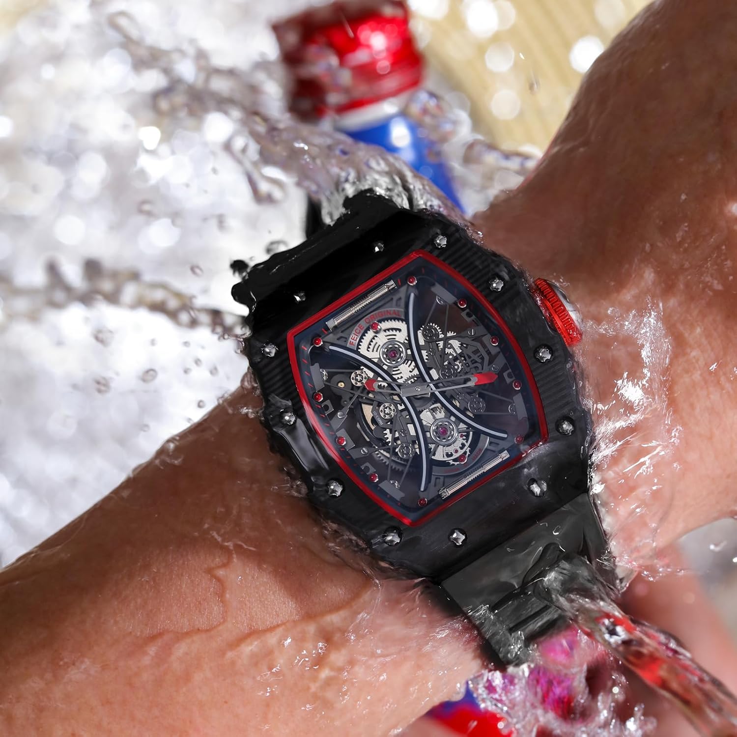 FEICE Men's Automatic Wrist Watch Sapphire Crystal Japanese Movement Skeleton Mechanical Watch Waterproof Sports Wristwatch - FM602