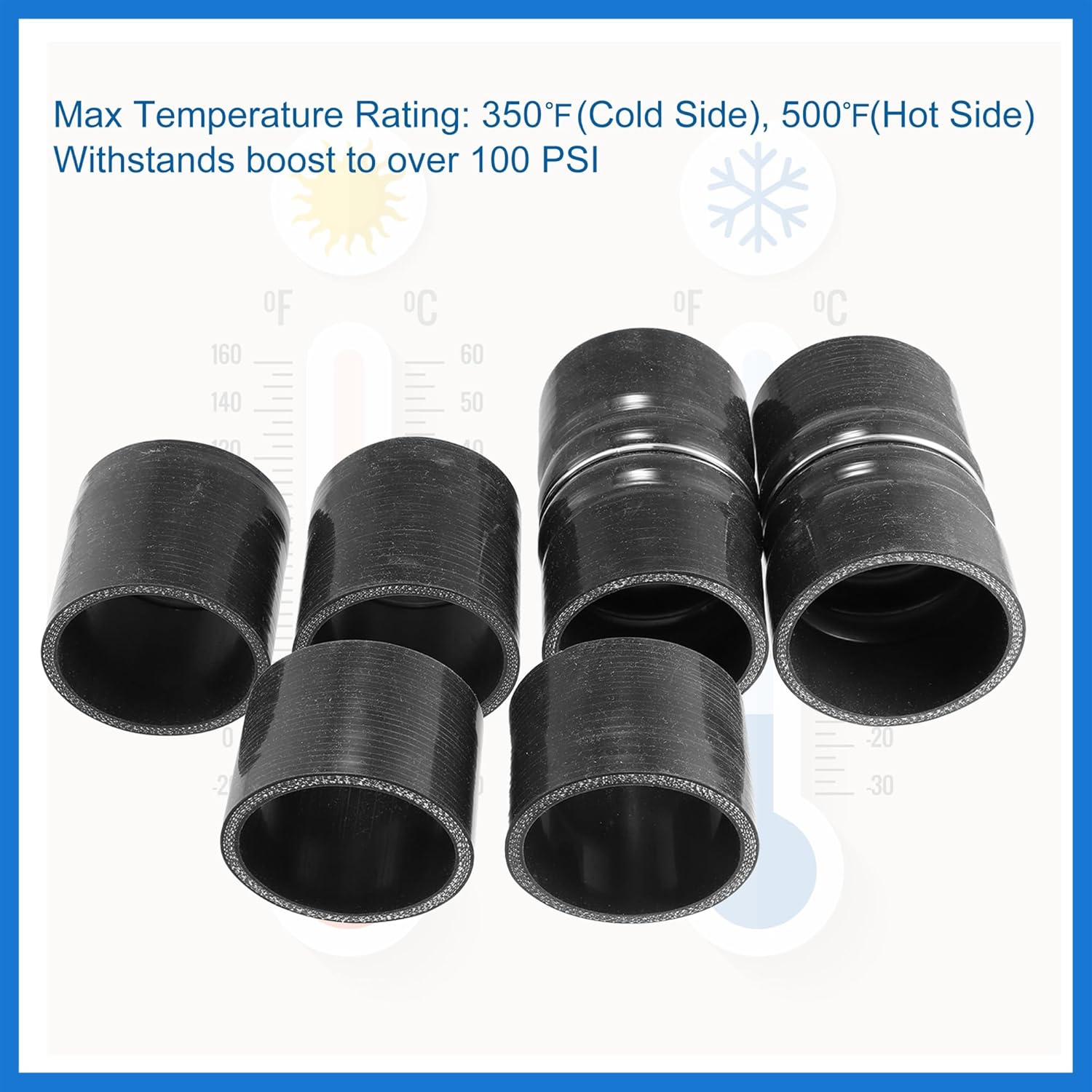 1 Set 7.3L Intercooler Hose Boots Kit for Ford F250 F350 Super Duty 7.3L 1999 2000 2001 2002 2003 with T Bolt Clamp Black Auto Accessories