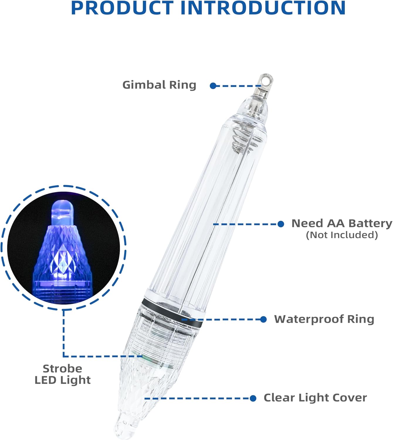 BLUEWING Fishing Deep Drop Lights 5 Pack 6.7" LED Underwater Attracting Lamp Fish Flashers for Swordfish, Tilefish, Halibut, Tuna, Grouper