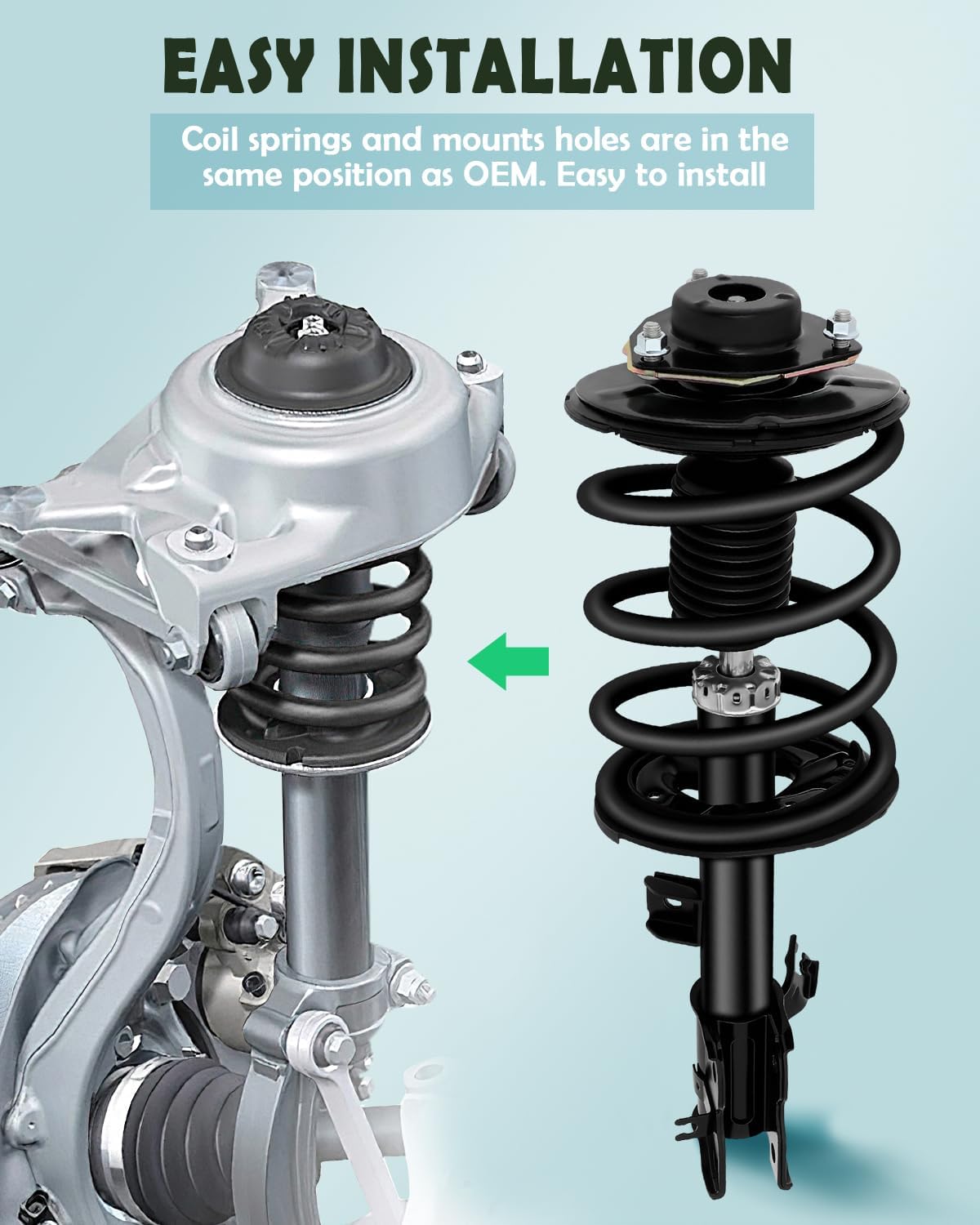 SCITOO Complete Strut Coil Spring Assembly Replacement Struts Shocks Fit for 2003-2007 for Nissan Murano (Front Pair)