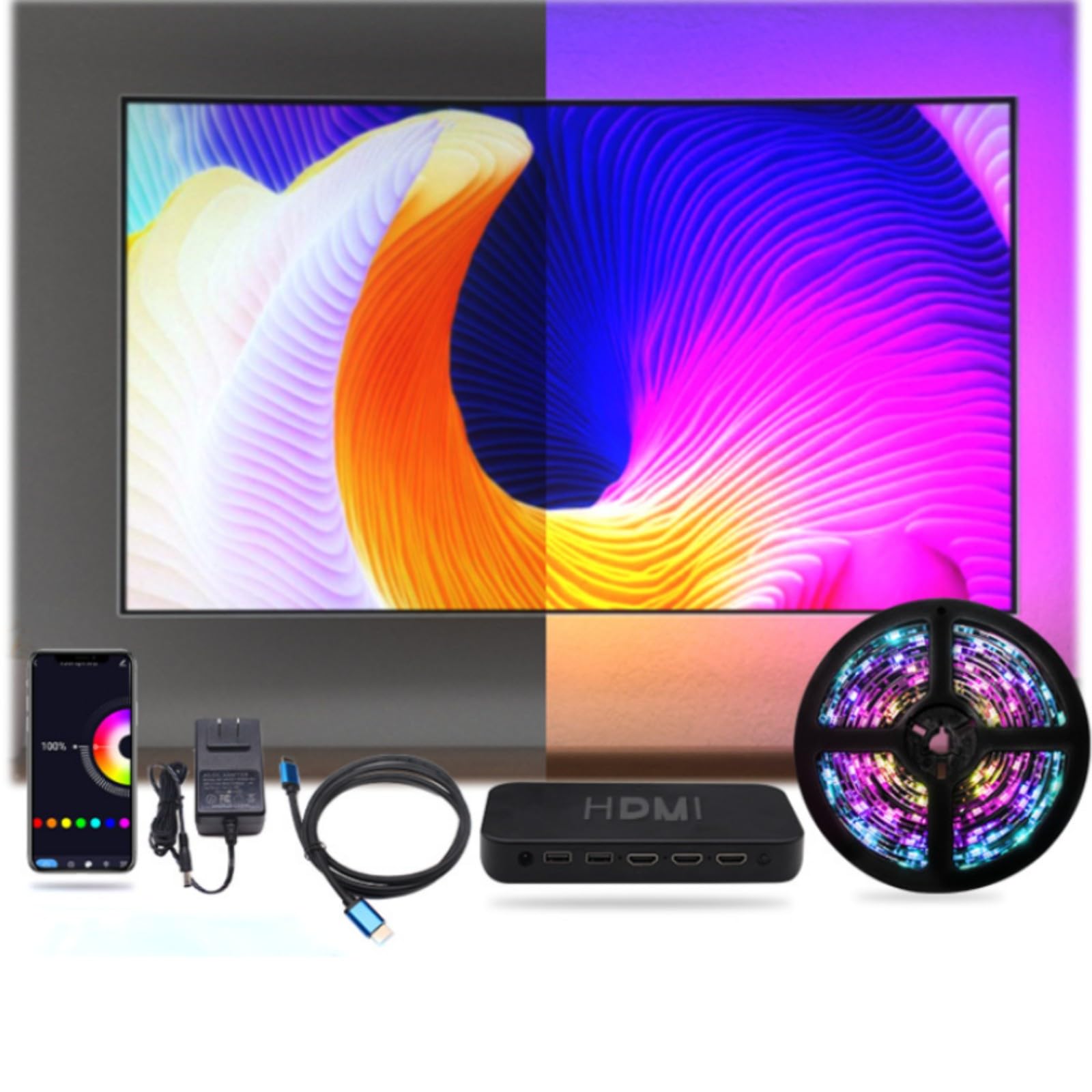 Luci LED per TV Luci LED per, sincronizzazione Musicale RGB, luci LED Che cambiano Colore con Controllo Tramite App Intelligente, Strisce Luminose LED per l'illuminazione della Cam