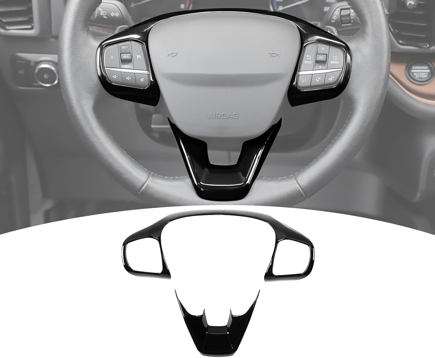 for Bronco Sport Steering Wheel Trim Panel for Ford Bronco Sport 2021-Present Black Interior Accessories 2pcs