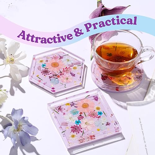 Miniatura 3 de LET'S RESIN Kit de posavasos de resina epoxi de 16 onzas con moldes y polvo de mica, manualidades para adultos, principiantes, ideal para