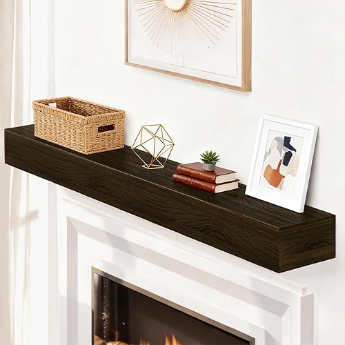 Fireplace Mantel Handcrafted Wall-Mounted Floating Mantel Shelf Decoration Wood Fireplace Mantels Suitable for Living Rooms,Bedrooms, Tvs, Bookshelves.(Retro Walnut,72" L x 8" D x 6" H)