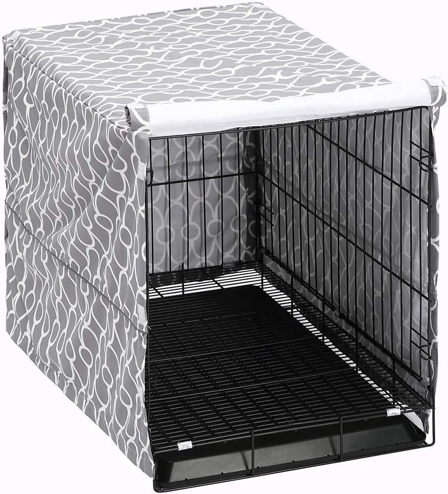 Dog Crate Cover for Wire Crates, Fits Most 48" inch Dog Crates. Easy to Put On, Take Off, and Adjust - Cover only-Gray -48 Inch