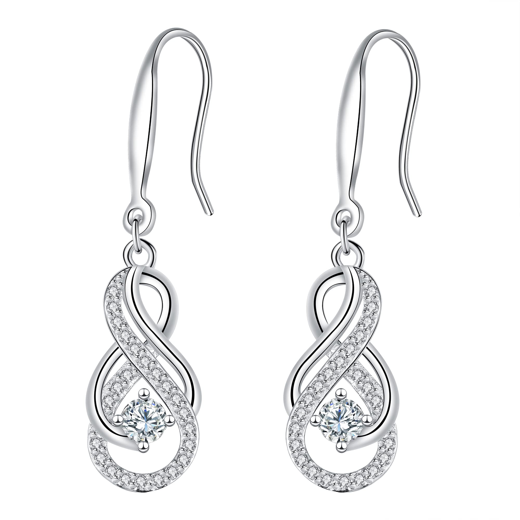 Hifeeled Pendientes Infinito Mujer Plata de Ley 925 Colgante Infinity con Circonita Cúbica,Regalo Original Mujers Niñas Joyas