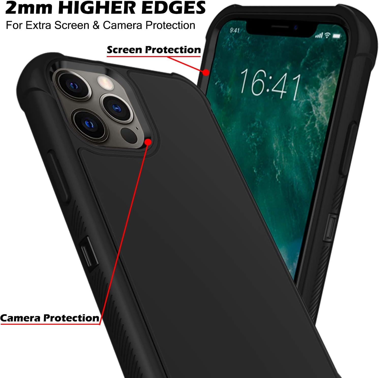 DuraSafe Cases for iPhone 13 PRO 6.1" 2021 A2483 A2636 A2639 A2640 A2638 Rugged Shock Absorbing Protective Cover with Detachable Holster - Black(with Holster)