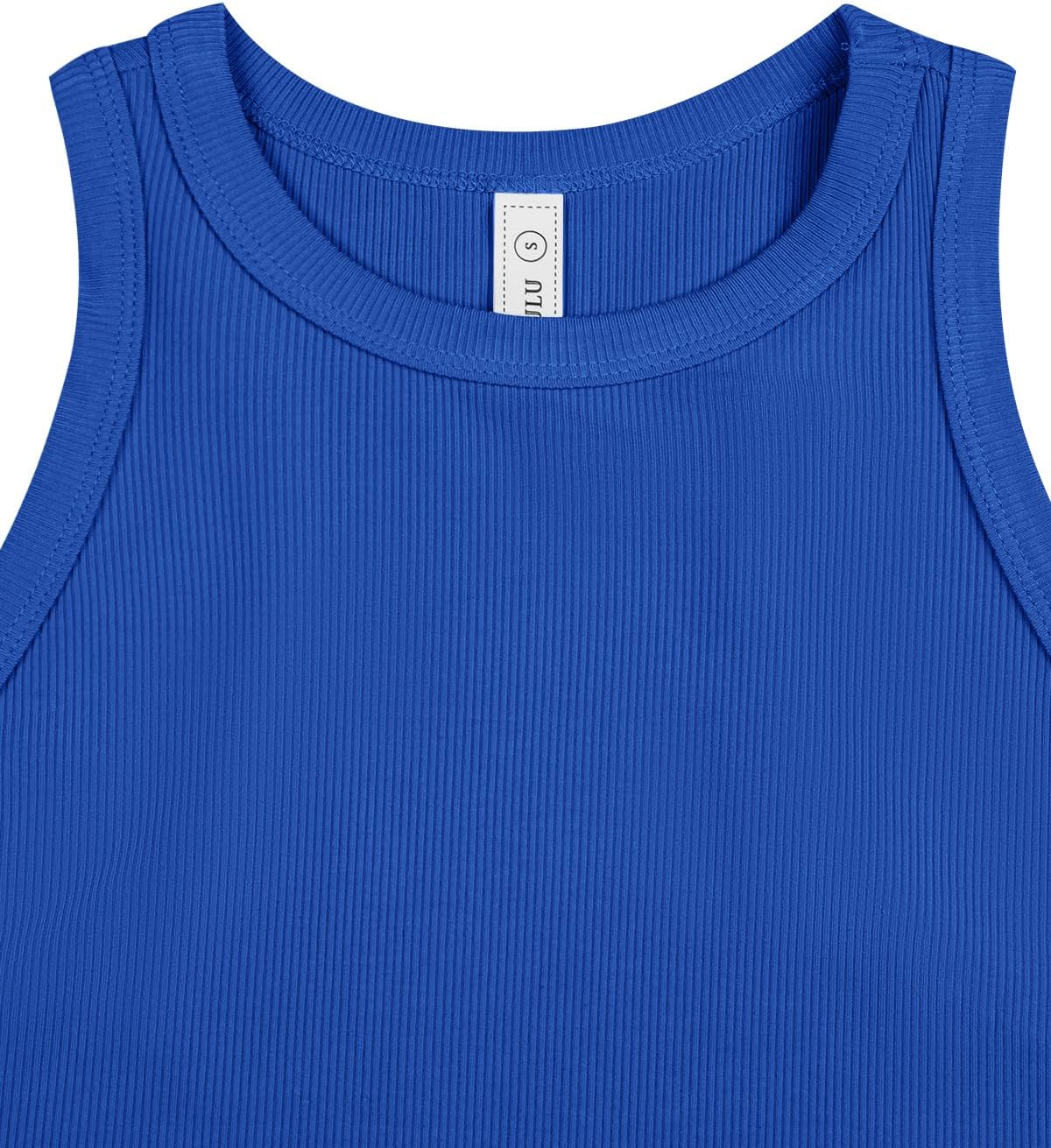 LASLULU Womens Crop Tops Sleeveless Workout Tops Halter Neck Flowy Athletic Shirts Cropped Tank Muscle Tank - Image 4