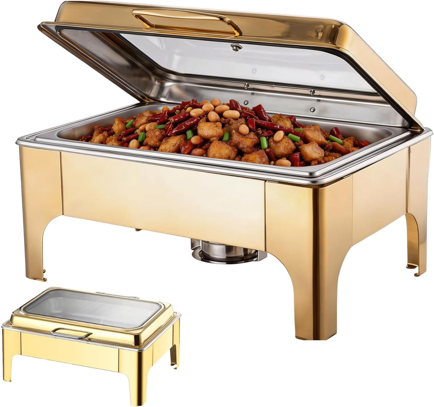 Platos de acero inoxidable de 9 cuartos para gofres de buffet