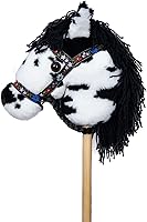 Vista 1 de Prairie Ponies Stick Horse - Hobby Horse - Stick Pony (Black Paint with Black Floral Halter)