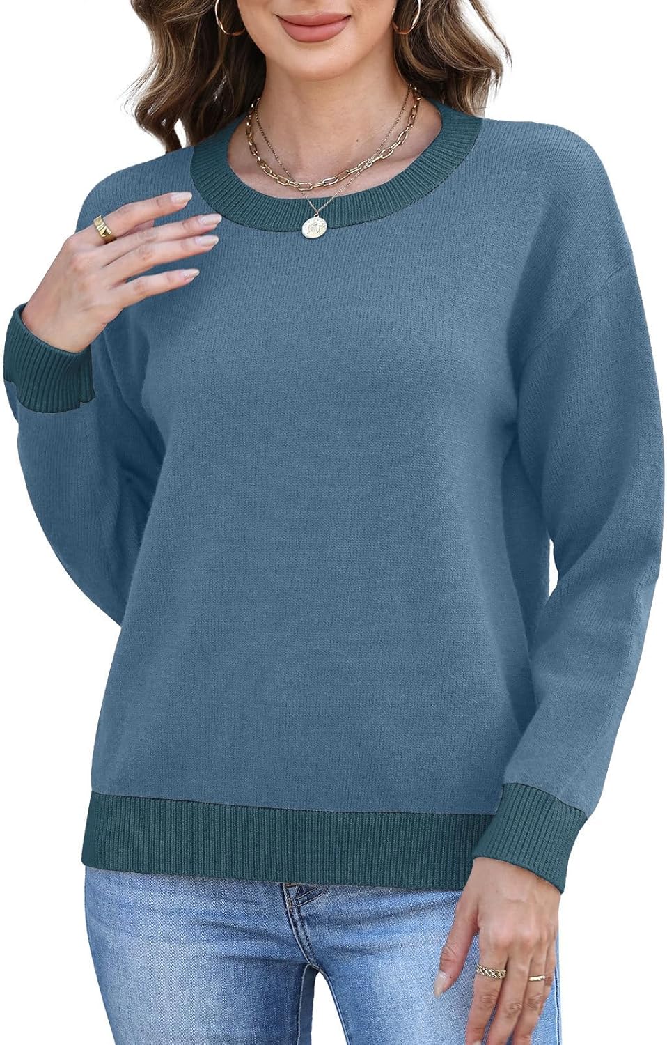 MixShe Womens Sweaters 2025 Fall Fashion Crewneck Tunic Tops - Image 4