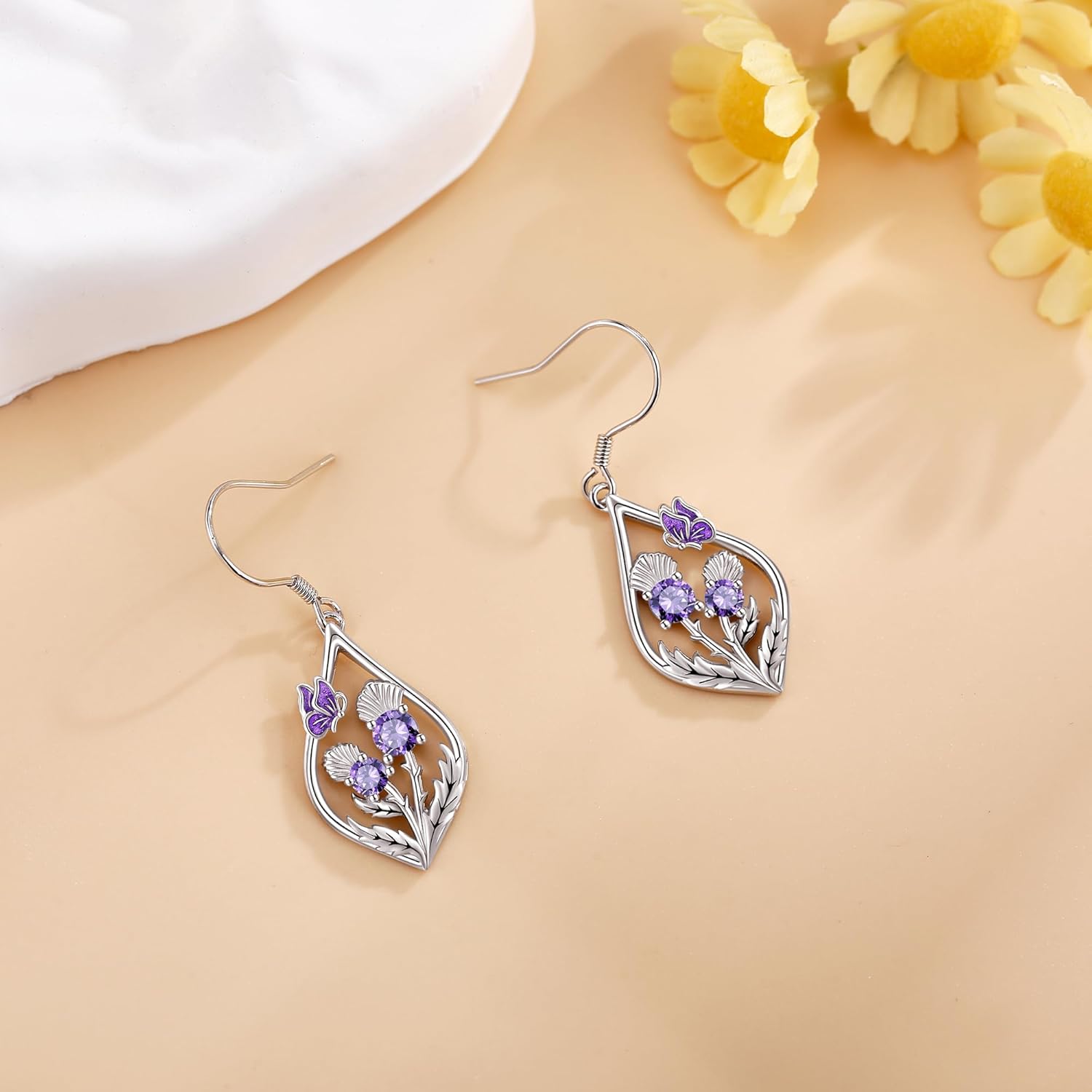 ONEFINITY Celtic Earrings 925 Sterling Silver Tree of Life/Scottish Thistle Dangle Drop Earrings Abalone Shell Scotland Jewelry Gifts for Women Mom Grandma - Image 5