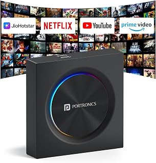 Portronics Tune Prime CarPlay & Android Auto Adapter, Stream YouTube, Netflix, JioHotstar on Car Screen, Converts Wired to... Price In India
