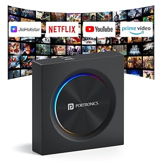 Portronics Tune Prime CarPlay & Android Auto Adapter, Stream YouTube, Netflix, JioHotstar on Car Screen, Converts Wired to Wireless, Qualcomm Octacore Snapdragon, Built-in GPS, 4G SIM Slot, 4GB + 64GB