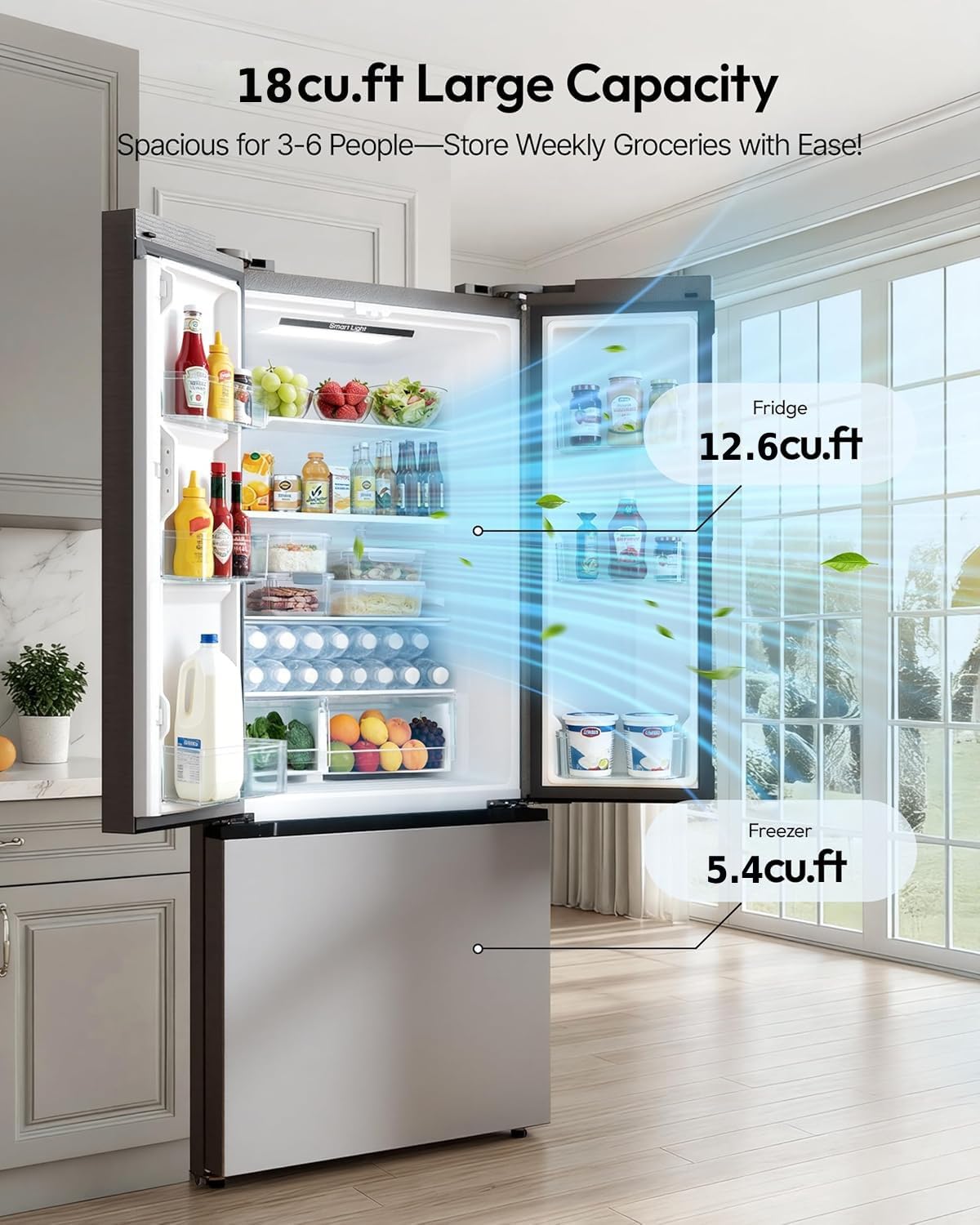 Icevival 18 Cu.Ft French Door Refrigerator With Freezer Drawer – Frost Free, Ul Certified, Side By Side Fridge With Door Ajar Alarm & 3 Smart Modes on Fridge.com - View 2