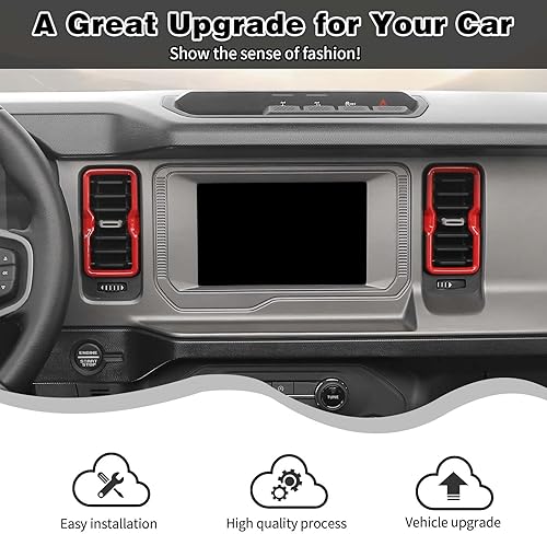 Miniatura 2 de HTHE Cubierta de anillo lateral para consola central Ford Bronco compatible con Ford Bronco 24 puertas 2021 + (ABS, 4 unidades, naranja)