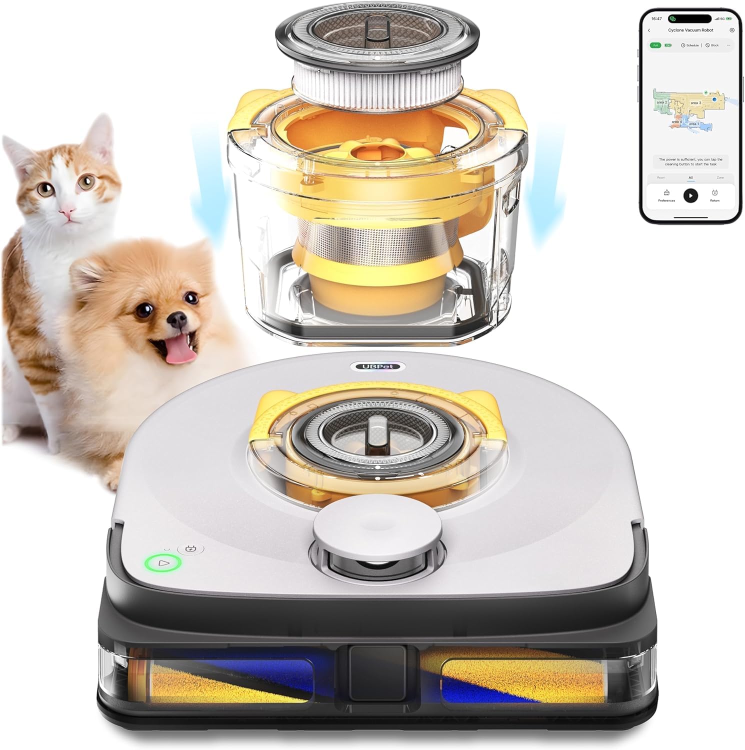 Robot Vacuum and Mop Combo Robotic Vacuum for Pet Hair, Robot Vacuum Cleaner Square Bagless Design, LiDAR Navigation, WiFi/APP Control, Self-Charging 22,000 Pa for Carpet Floor