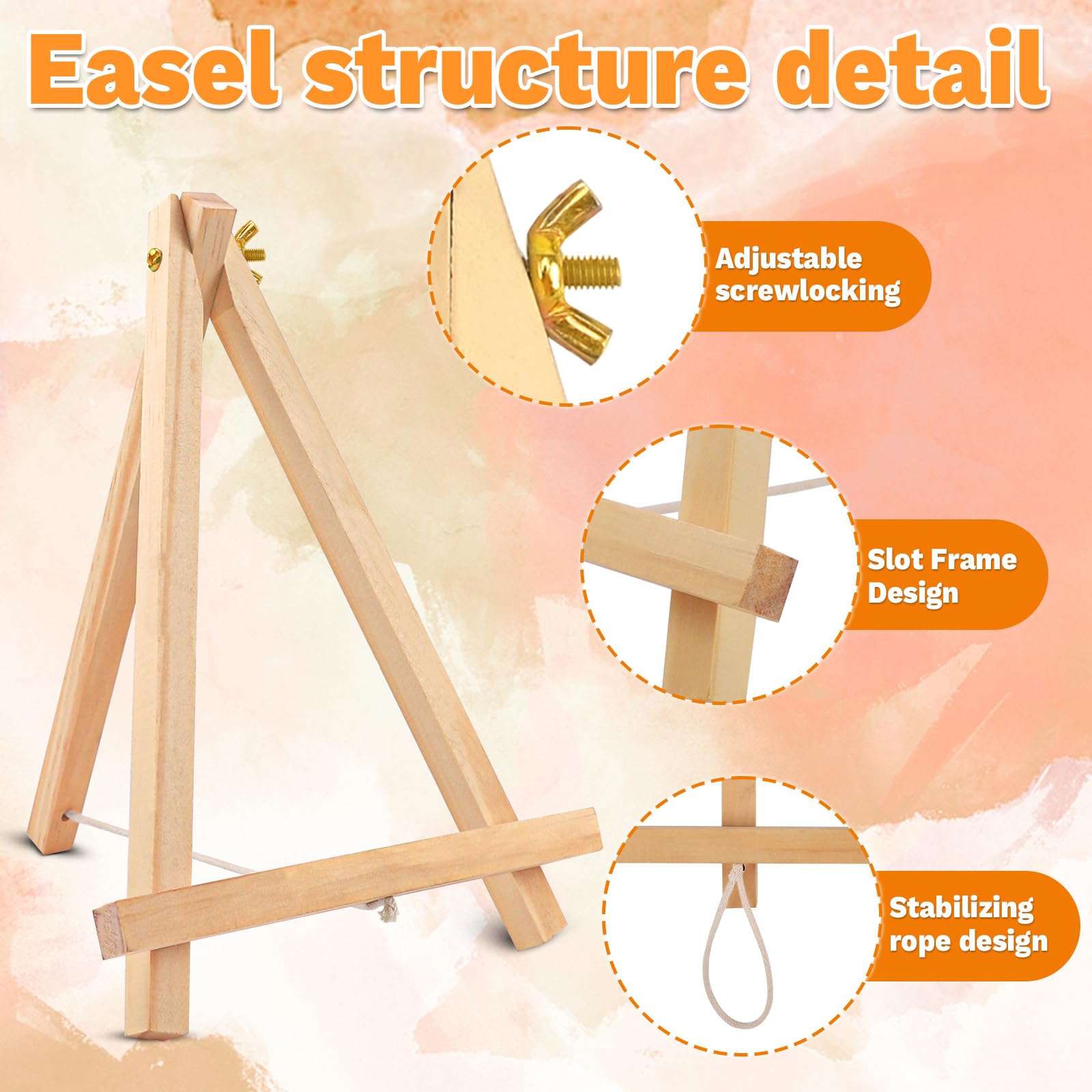 Paquete de 10 caballetes de madera de 9 pulgadas, soporte de caballete para pintar lienzos, arte y manualidades, trípode, caballete de fiesta de pintura, caballetes de mesa para niños y estudiantes