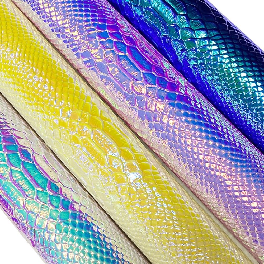 Wambere 5 unidades, tamaño 30 x 135 cm, piel sintética, piel sintética de poliuretano, multicolor, arcos de piel sintética con diseño de serpiente, para pendientes, lazos para el pelo y proyectos de