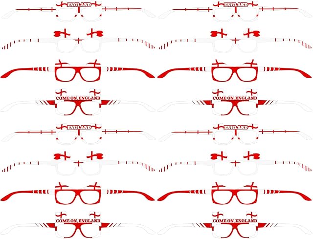 24 Pack England Novelty Glasses St Georges Day England Flag Glasses Football Fun Glasses Sporting Events Decoration for Euro 2022, Women's Euro 2022 Celebrations Party