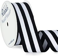 Vista 4 de Ribbli - Cinta de grogrén a rayas blancas y negras, 1 pulgada x 10 yardas, cinta de Navidad para envolver regalos, decoración de fiestas