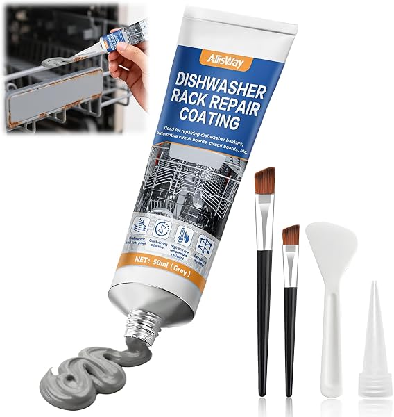 Dishwashing Rust Paint, Plastic Putty Repair, Waterproof and Corrosion-Resistant, Specially Designed to Repair Surfaces of Dishwasher Baskets, 50 ml, Grey - 1