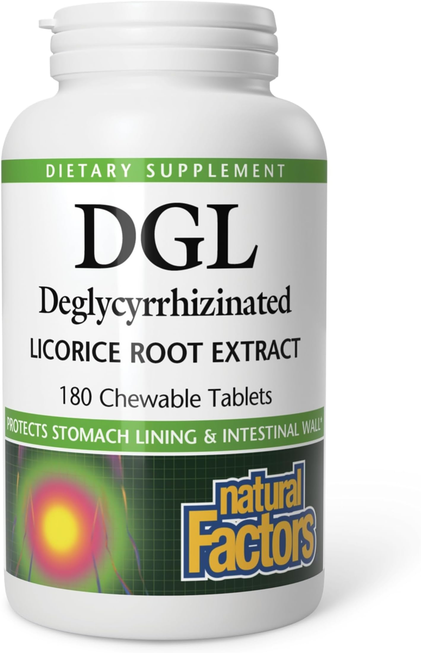 Natural Factors DGL Chewable - Digestive Support Supplement with Licorice Root Extract - Chewable Tablets Support Stomach Lining & Health - Non-GMO & Gluten-Free - 180 Chewable Tablets (180 Servings)