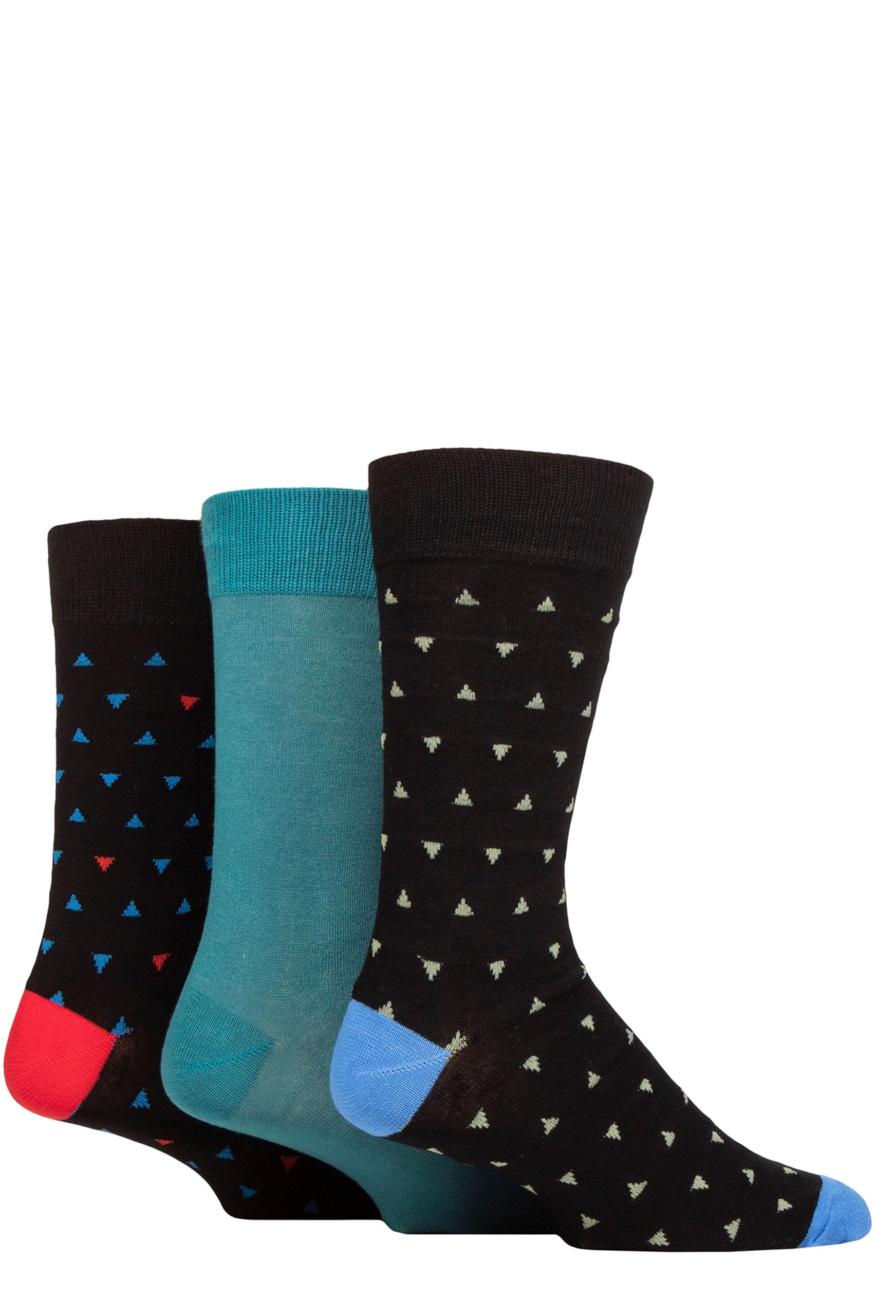 Glenmuir Mens Patterned Bamboo Socks Pack of 3 (7-11, Triangles Black)