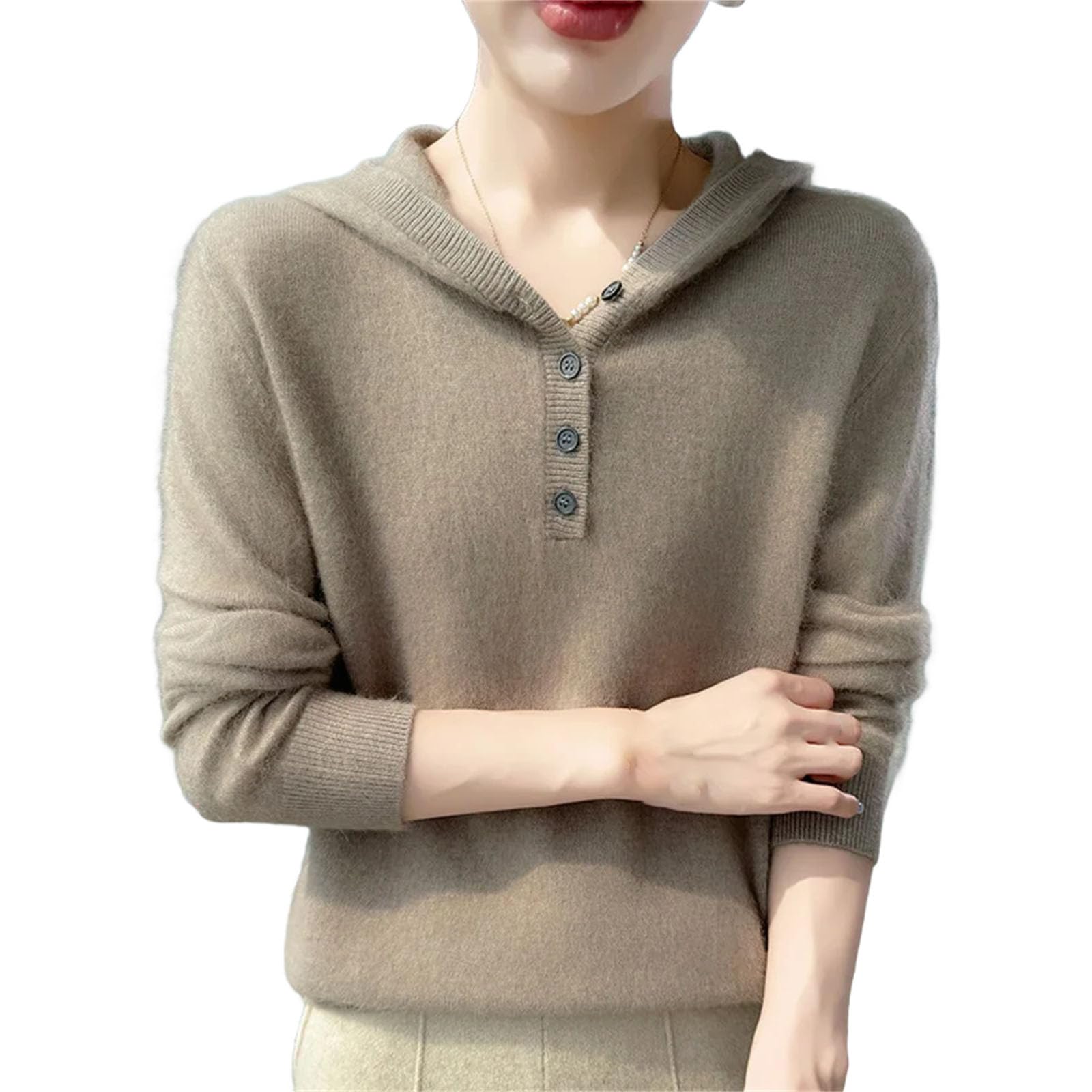 Hoodie Cashmere Sweater Womens Winter Item Mink Cashmere Versatile Knitted Layering Warm Base KoreanTop