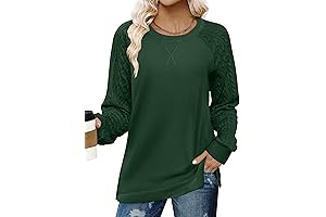 Zeagoo Womens Sweatshirts Lightweight Christmas Green Sweater Cable Knit Sleeve Sweaters Trendy Fall Tunic Tops