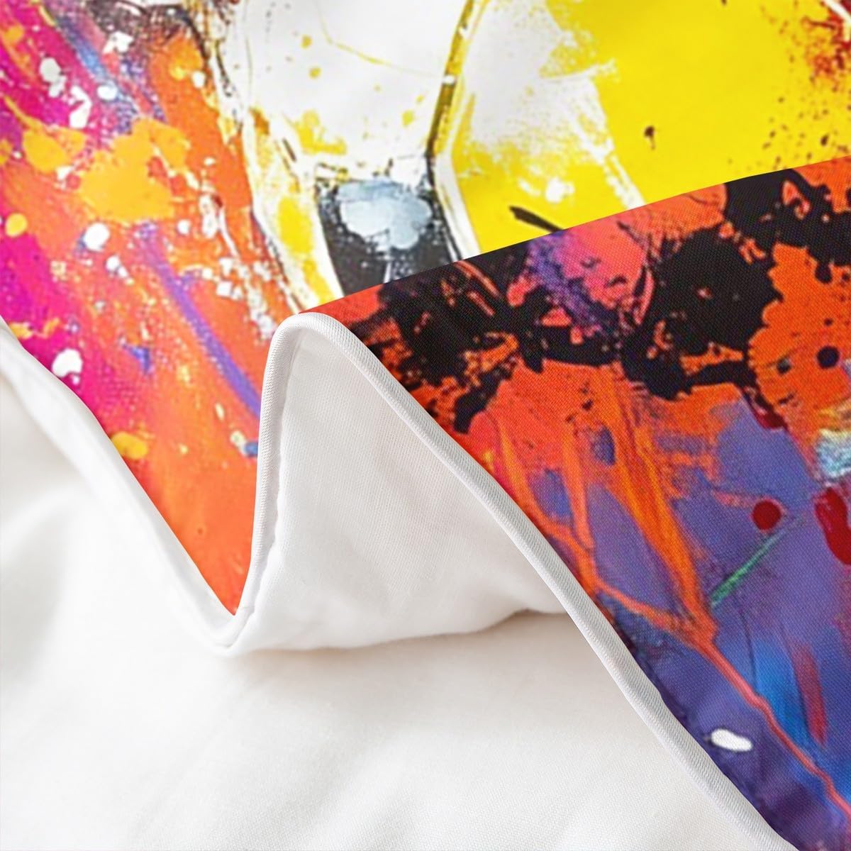 Football Sports 100% Cotton Bedding Set Twin Graffiti Tie Dyed Duvet Cover Set Soccer Ball Game Comforter Cover for Kids Boys Girls Yellow Purple Bedspread for Room Decor (No Comforter)