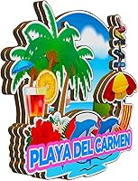 Vista 2 de Imán de madera para nevera de Playa del Carmen, México, 3D, monumentos de viaje, coleccionables, recuerdos, decoración hecha a mano -2004
