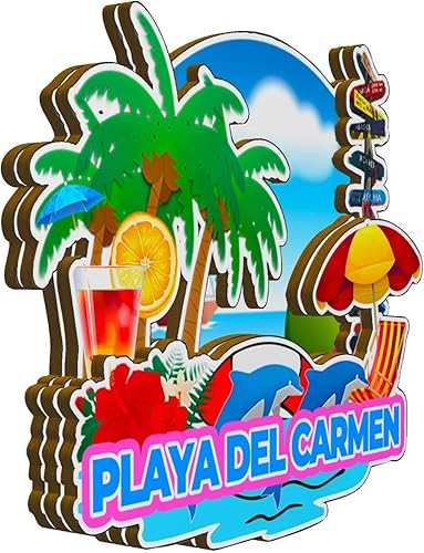 Miniatura 2 de Imán de madera para nevera de Playa del Carmen, México, 3D, monumentos de viaje, coleccionables, recuerdos, decoración hecha a mano -2004