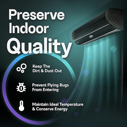 Vista 10 de DuraSteel - Cortina de aire Aerial Titan-2 para interiores de comercios, con revestimiento antierosivo de aleación superfina, certificado UL, 0.91