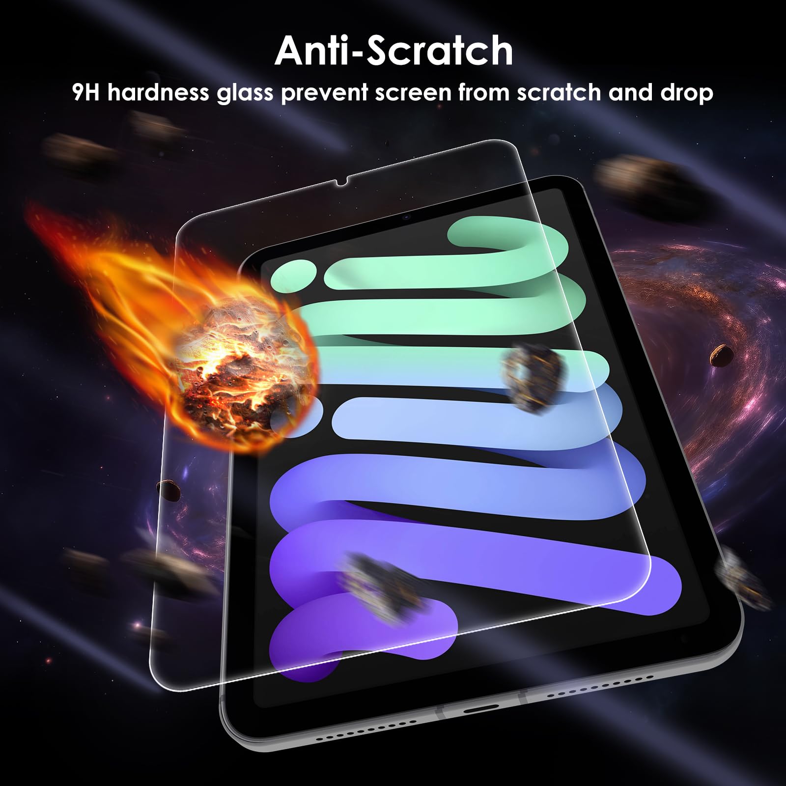 Suppeak 2-Pack Screen Protector Compatible with iPad Mini 7 2024 (A17 Pro)/ iPad Mini 6 2021 (8.3 inch, 7th/6th Generation), Tempered Glass Clear Film, Anti-Scratch, 9H Hardness, Easy Installation