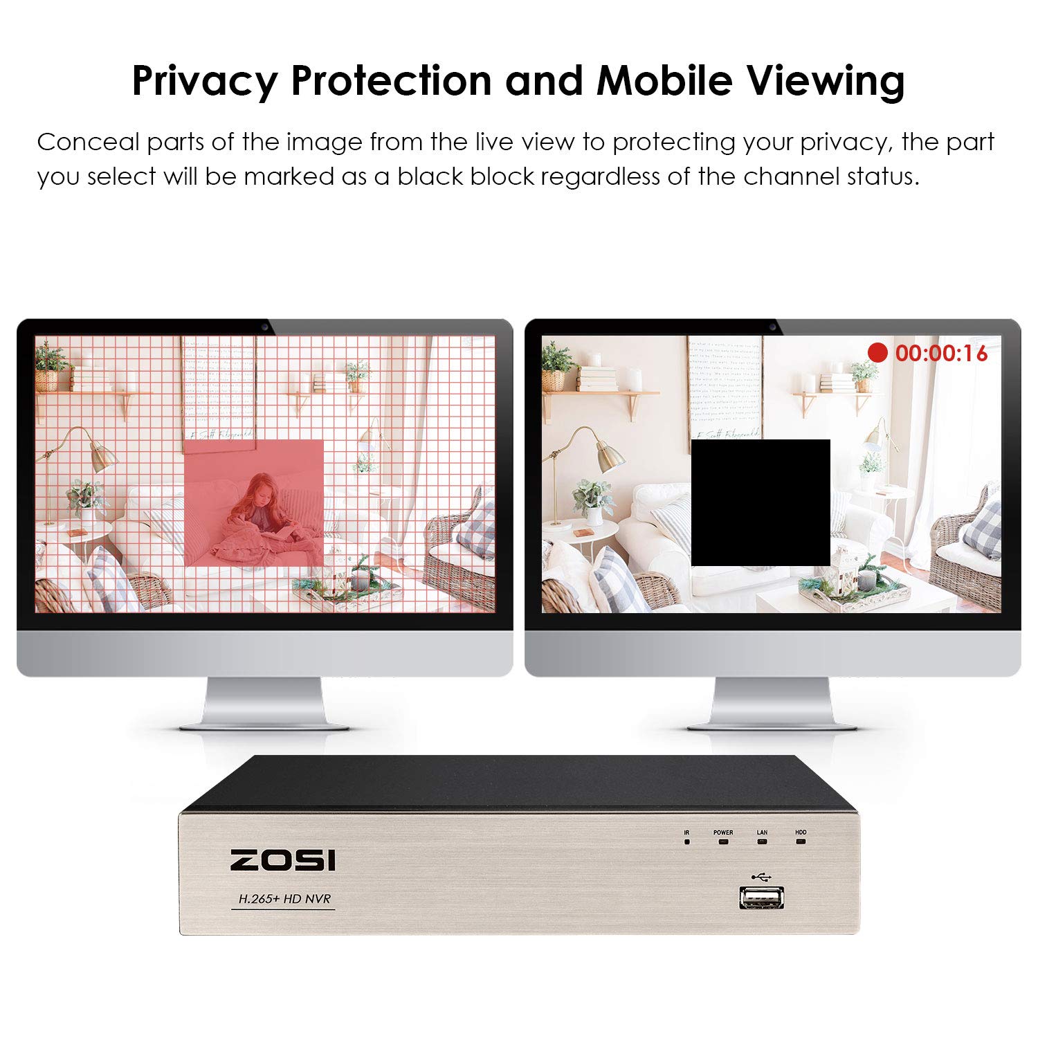 ZOSI 8CH 1080P Security Camera System - 8 Outdoor Cameras, 1TB HDD, H.265+ DVR, Night Vision, Motion Alerts