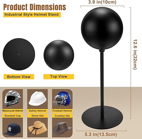 Miniatura 3 de motofans Soporte de metal para casco de rotación, soporte de metal de rotación, soporte de escritorio para casco de motocicleta, gorras, sombrero y