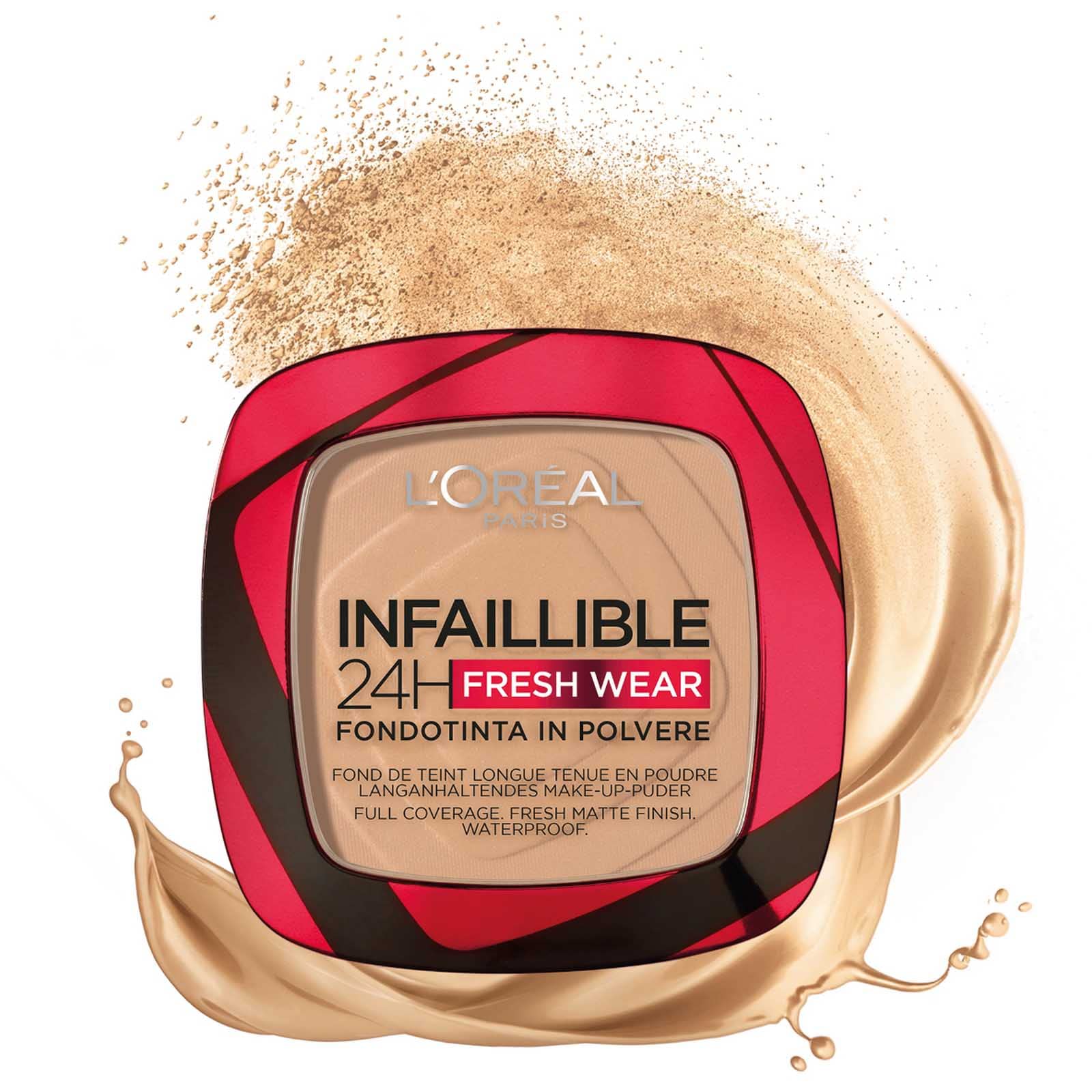 L'Oréal Paris Infaillible 24H Fondotinta in Polvere Fresh Wear Waterproof Ultra Coprente a Lunga Durata Opacizzante e Traspirante Colore 140 Golden Beige - 2 Cosmetici