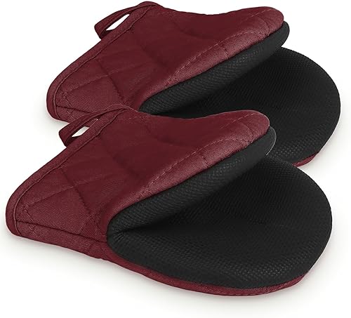 1 par de manoplas cortas para horno, de silicona resistentes al calor, para cocina, 500 grados, superficies de agarre antideslizantes y guantes de